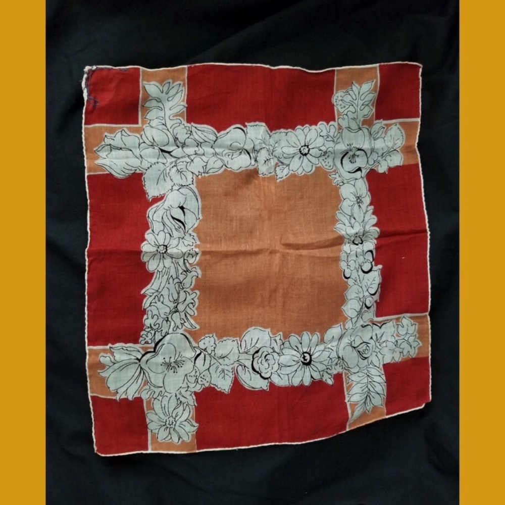 VTG Fall Colors Floral Print Handkerchief Hanky with pocket - Picture 5 of 6
